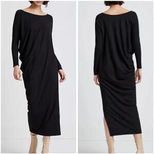 Marcella NYC Kensington Asymmetric Long Sleeve Minimalist Capsule Midi Dress XS